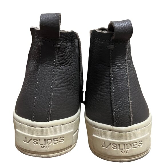 J Slides NYC Ankle Sneakers Gray Leather Sz 7 M Womens Flat - Picture 4 of 15